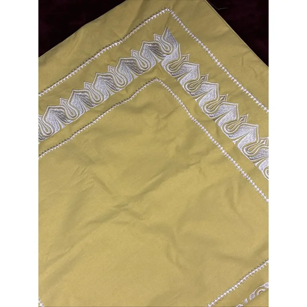 Echo Yellow Chartreuse Embroidered Euro Sham Pillow Cover 26x26 Hidden Zipper